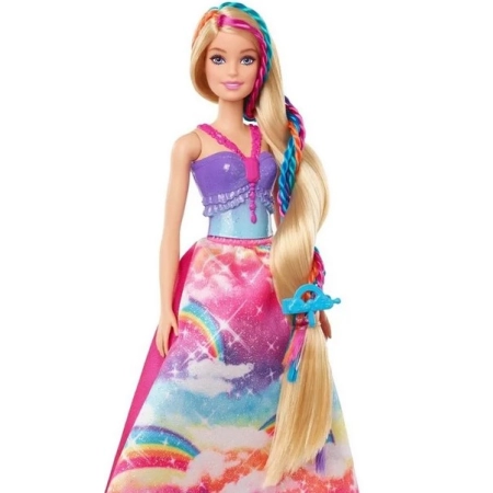 Lalka Barbie Księżniczka Zakręcone Pasemka GTG00
